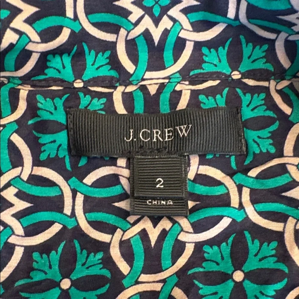 J. Crew Lattice Medallion Popover Silk Blend Blouse sz 2